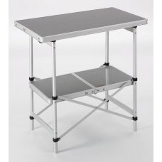 Vikbart Aluminiumbord med 2 hyllor